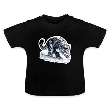 Schneeleopard Leopard Weißer Leopard - Baby Bio-T-Shirt mit Rundhals - Schwarz - Vorne