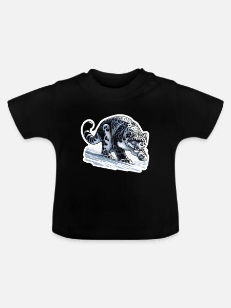 Schneeleopard Leopard Weißer Leopard - Baby Bio-T-Shirt mit Rundhals - Schwarz