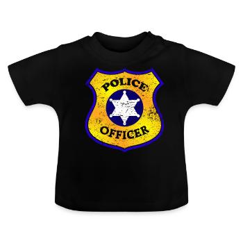 Officier de police - T-shirt bio col rond Bébé - noir - Devant