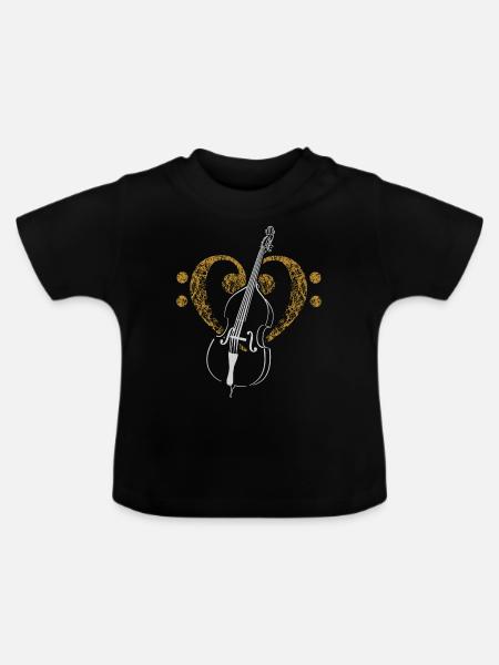 Kontrabass und Basschlüssel - Baby Bio-T-Shirt mit Rundhals - Schwarz