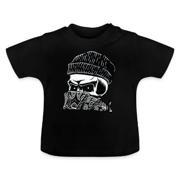 Skull, Totenkopf, Gang - Baby Bio-T-Shirt mit Rundhals - Schwarz - Vorne