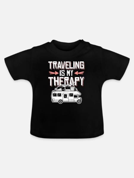 reisen therapie - Baby Bio-T-Shirt mit Rundhals - Schwarz