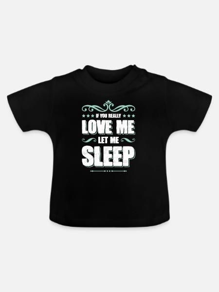 schlafen liebe sleeping - Baby Bio-T-Shirt mit Rundhals - Schwarz