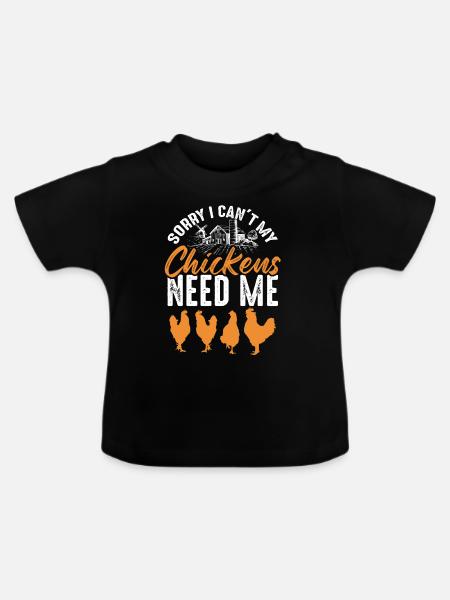 chicken hühner farm - Baby Bio-T-Shirt mit Rundhals - Schwarz