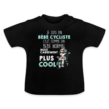 Bebe Cycliste De papa Et Maman Cadeau Naissance - T-shirt bio col rond Bébé - noir - Devant