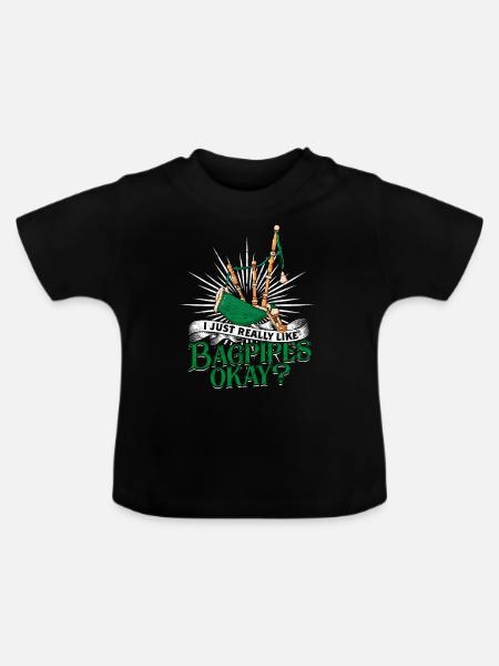 Dudelsack Sackpfeife - Baby Bio-T-Shirt mit Rundhals - Schwarz