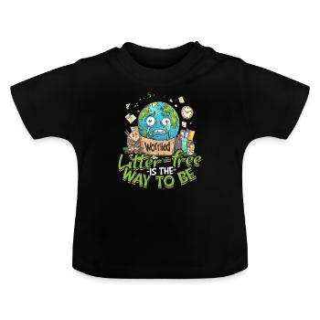 Umweltschutz Umweltschützer Recyceln - Baby Bio-T-Shirt mit Rundhals - Schwarz - Vorne
