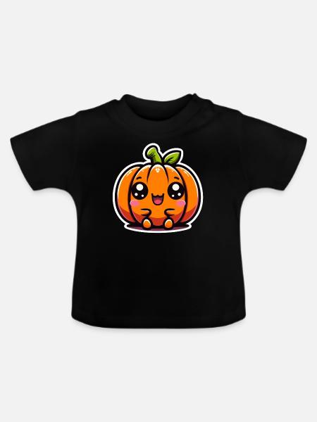 Cute pumpkin - Baby Organic T-Shirt with Round Neck - black