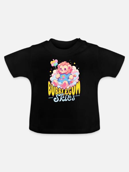 Zuckerwatte Bubblegum Skies - Baby Bio-T-Shirt mit Rundhals - Schwarz