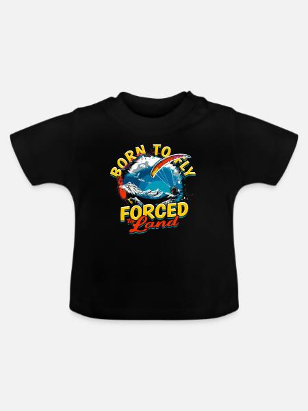 Paramotoring Motorschirm - Baby Bio-T-Shirt mit Rundhals - Schwarz