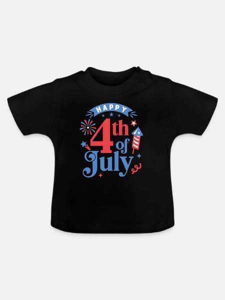 Frohen 4. Juli - Baby Bio-T-Shirt mit Rundhals - Schwarz
