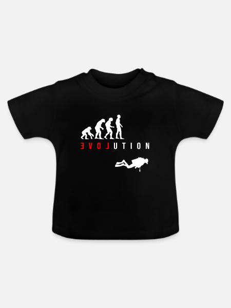 Tauchen LOVE Evolution als Geschenk - Baby Bio-T-Shirt mit Rundhals - Schwarz