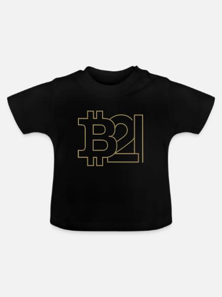 Bitcoin Silhouette Taschenformat - Baby Bio-T-Shirt mit Rundhals - Schwarz