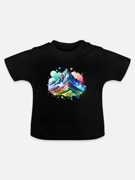 Berge - Baby Bio-T-Shirt mit Rundhals - Schwarz