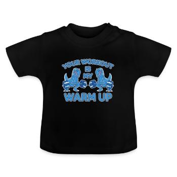Entraînement Échauffement T-Rex Dinosaur Fitness Cadeau - T-shirt bio col rond Bébé - noir - Devant