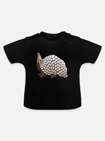Niedliches Pangolin-Design - Baby Bio-T-Shirt mit Rundhals - Schwarz