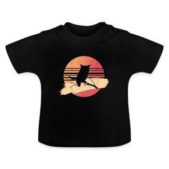 hibou rétro oiseaux de proie oiseau nocturne - T-shirt bio col rond Bébé - noir - Devant