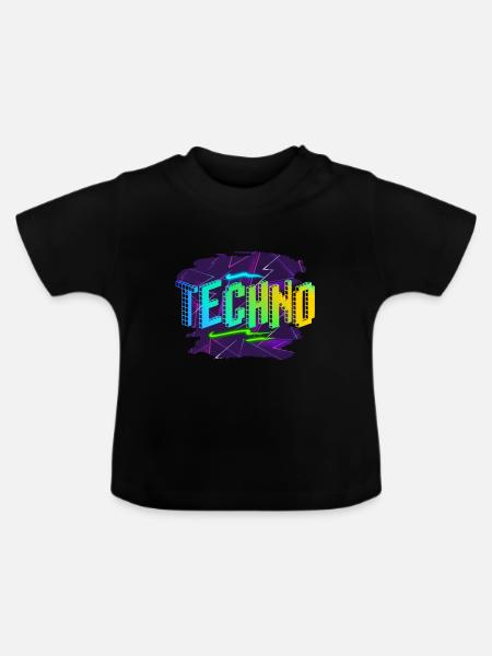 Techno - Baby Bio-T-Shirt mit Rundhals - Schwarz