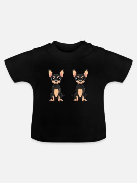 Pinscher Hund Comic - Baby Bio-T-Shirt mit Rundhals - Schwarz