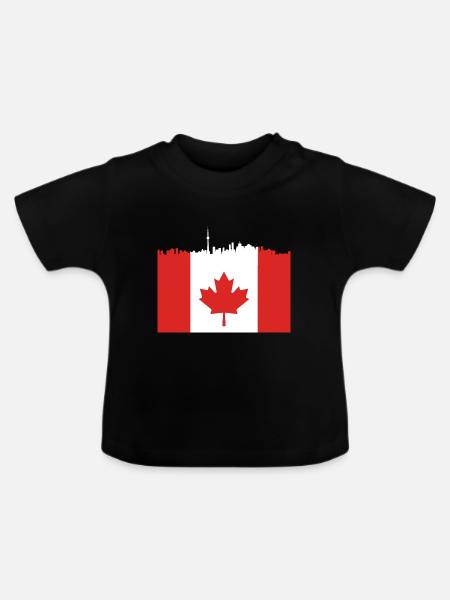 Skyline Maple Leaf kanadisch Geschenk - Baby Bio-T-Shirt mit Rundhals - Schwarz