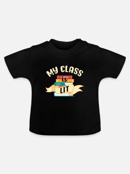 Meine Klasse ist Literatur - Baby Bio-T-Shirt mit Rundhals - Schwarz