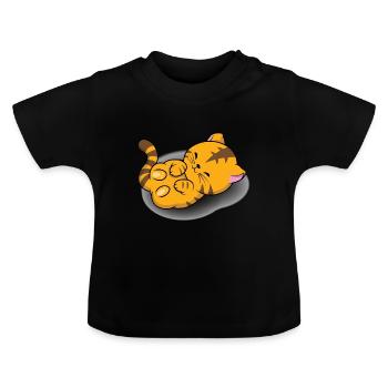Kitten Cute - Baby Organic T-Shirt with Round Neck - black - Front