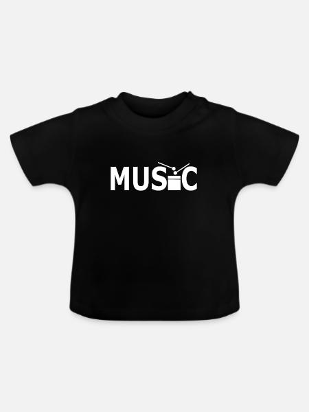 DRUM MUSIC WHITE - Baby Bio-T-Shirt mit Rundhals - Schwarz
