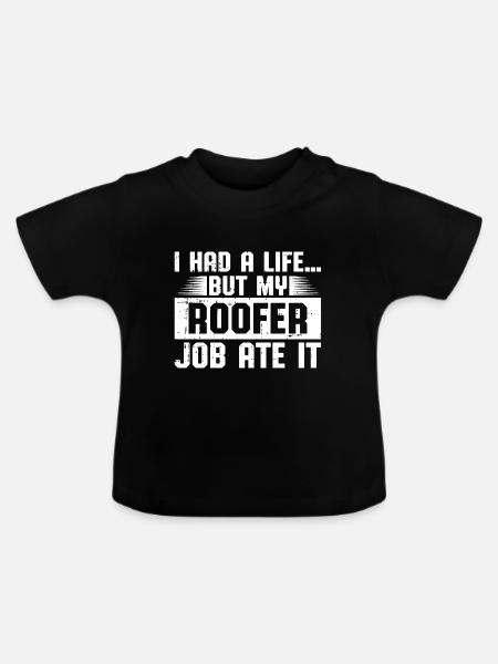 Bauarbeiter Dachdecker Geschenkidee - Baby Bio-T-Shirt mit Rundhals - Schwarz