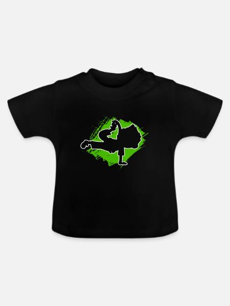 Breakdance Tänzer - Baby Bio-T-Shirt mit Rundhals - Schwarz