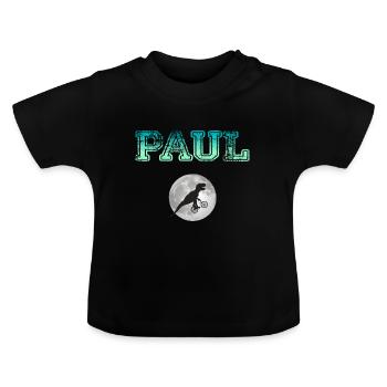 PAUL - Beau prénom de garçon avec dinosaure - T-shirt bio col rond Bébé - noir - Devant