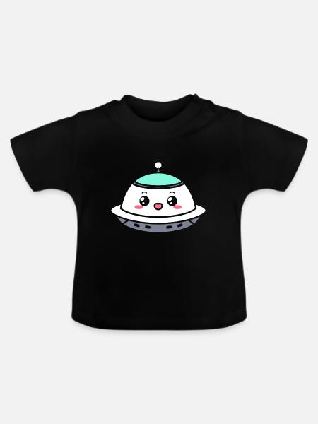 fliegende Untertasse - Baby Bio-T-Shirt mit Rundhals - Schwarz