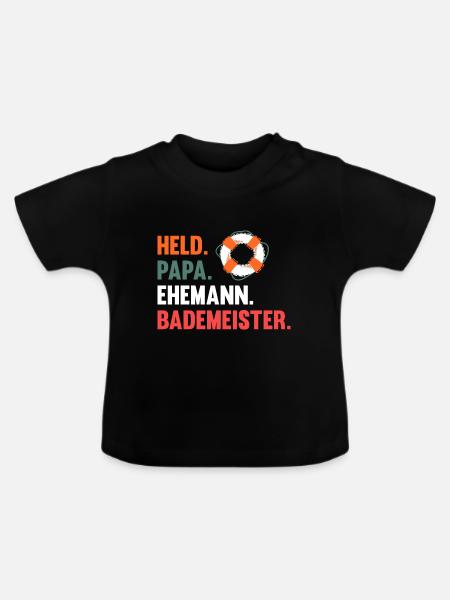 Rettungsschwimmer Papa Vater Bademeister - Baby Bio-T-Shirt mit Rundhals - Schwarz