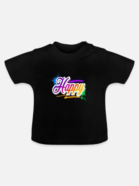 Happy - Baby Bio-T-Shirt mit Rundhals - Schwarz