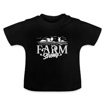 Farmer Farm Strong - Baby Organic T-Shirt with Round Neck - black - Front