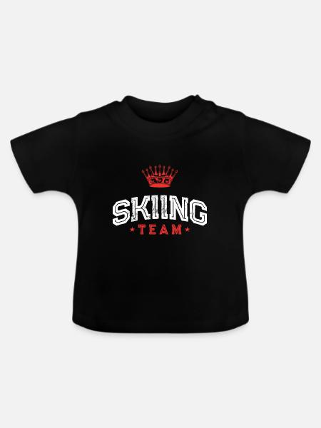 Skiing Team - Baby Bio-T-Shirt mit Rundhals - Schwarz