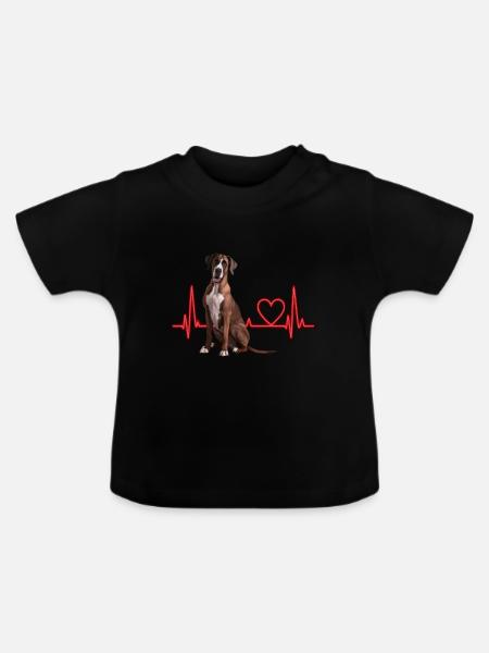 Herzschlag-Geschenk für Hunde - Baby Bio-T-Shirt mit Rundhals - Schwarz