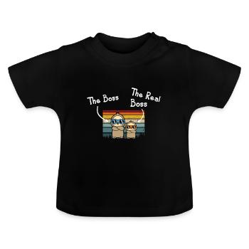 The Boss The Real Boss Papa Sohn Partnerlook - Baby Bio-T-Shirt mit Rundhals - Schwarz - Vorne
