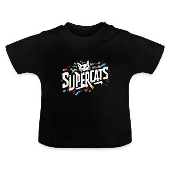 Supercats 8 Logo - Baby Bio-T-Shirt mit Rundhals - Schwarz - Vorne