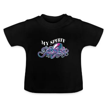 Pieuvres kalmar des octopodes des eaux profondes - T-shirt bio col rond Bébé - noir - Devant