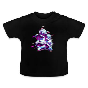 Zahl Putten 80er Retro Violett - Baby Bio-T-Shirt mit Rundhals - Schwarz - Vorne