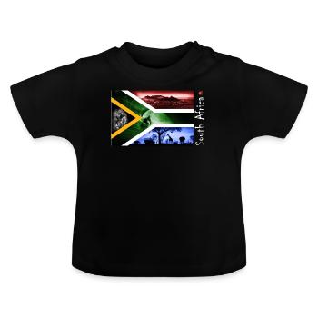 SA Flag on Dark (one side) - Baby Organic T-Shirt with Round Neck - black - Front