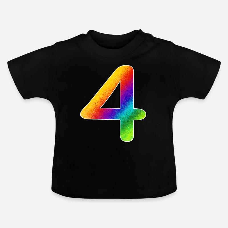 Rainbow 4 Anniversaire - T-shirt bio col rond Bébé - noir