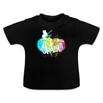 skiing - Baby Organic T-Shirt with Round Neck - black - Front