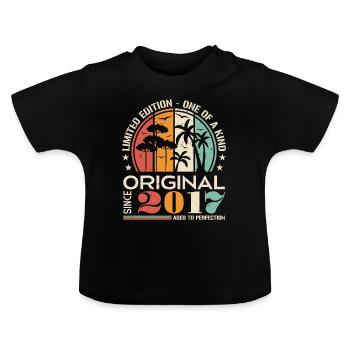 Legendär seit 2017 Geboren Jahrgang Geburtstag - Baby Bio-T-Shirt mit Rundhals - Schwarz - Vorne