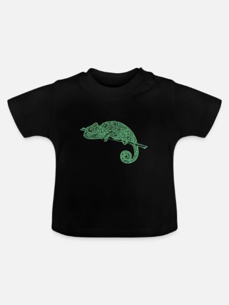 Cameleon Mandala Grün - Baby Bio-T-Shirt mit Rundhals - Schwarz
