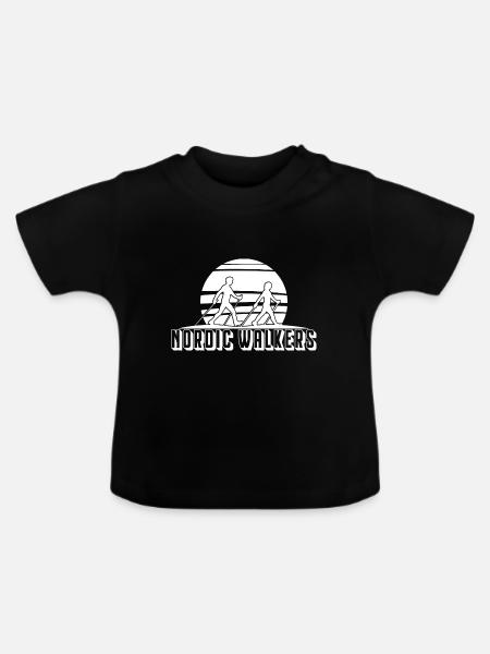 Nordic Walking - Baby Bio-T-Shirt mit Rundhals - Schwarz