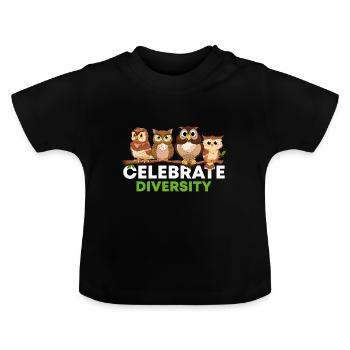 Célébrez la diversité Oiseaux de proie nocturnes en - T-shirt bio col rond Bébé - noir - Devant