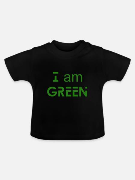 I am GREEN - Umweltbewusstsein - Baby Bio-T-Shirt mit Rundhals - Schwarz