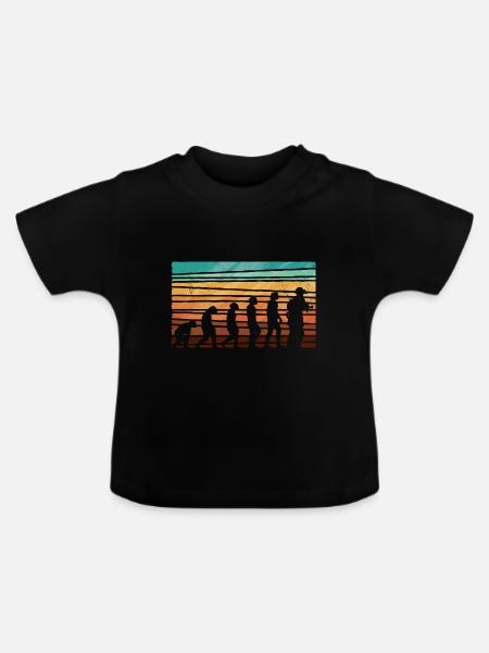 Evolution Feuerwehr Retro Feuerwehrmann Beruf - Baby Bio-T-Shirt mit Rundhals - Schwarz