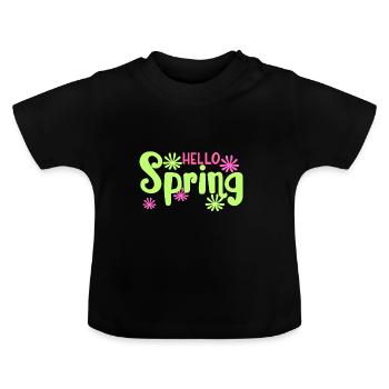hello spring - T-shirt bio col rond Bébé - noir - Devant